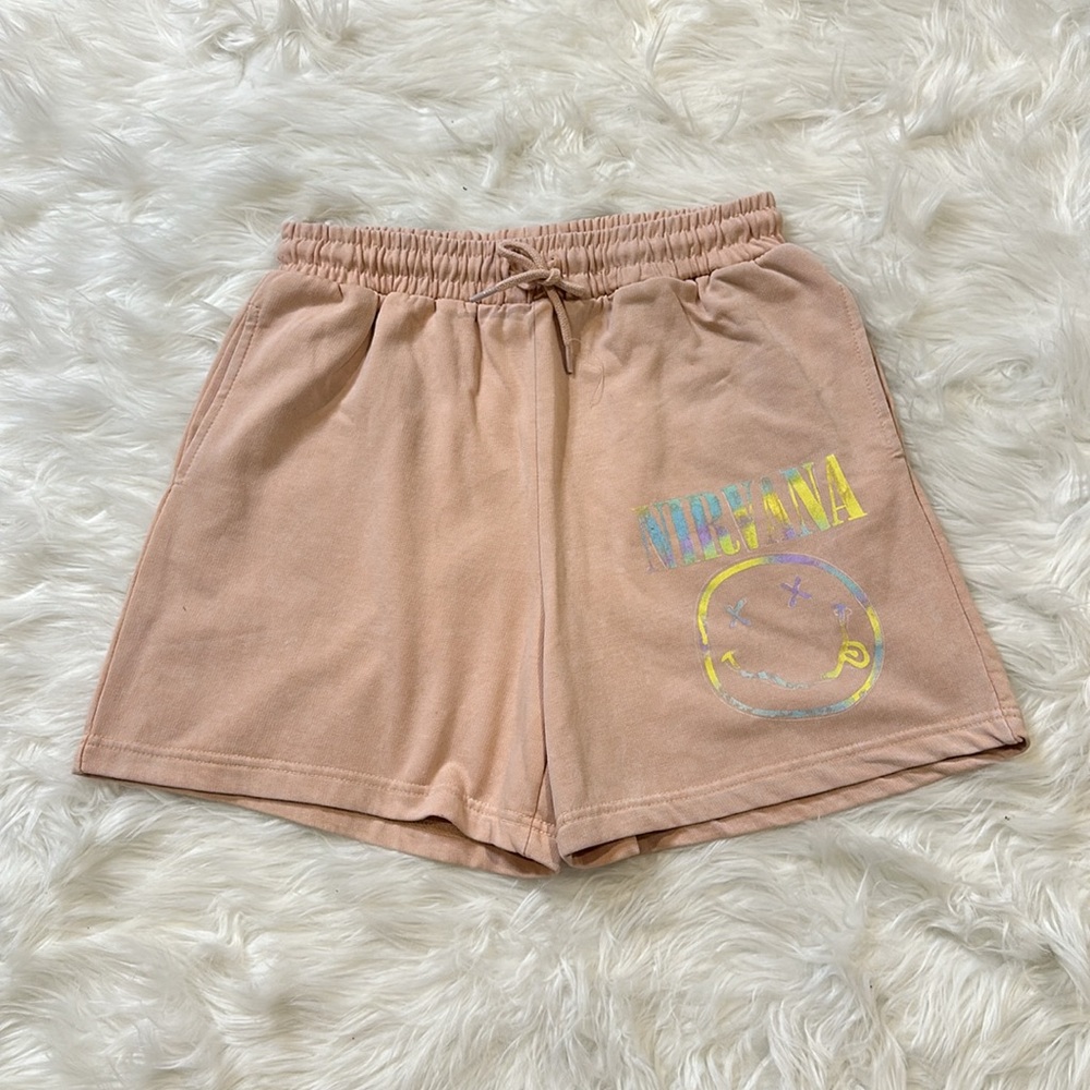NEW Nirvana Graphic Drawstring Sweatshorts